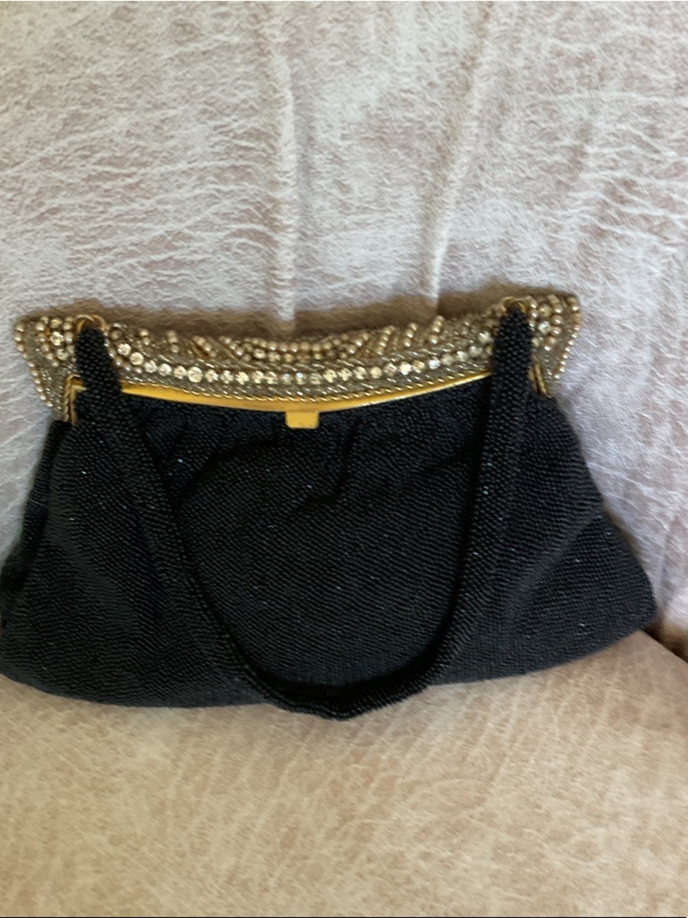 Vintage Walberg France Handmade 50's Glass Bead Evening Bag with jewel casp
